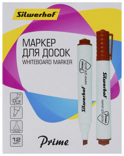 Маркер для досок Silwerhof Prime+ скошенный пиш. наконечник 2-5мм красный коробка
