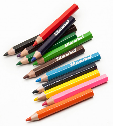 Карандаши цв. Silwerhof Jumbo Mini Веселые друзья 6мм шестигран. дерево ассорти 12цв. коробка/европод.