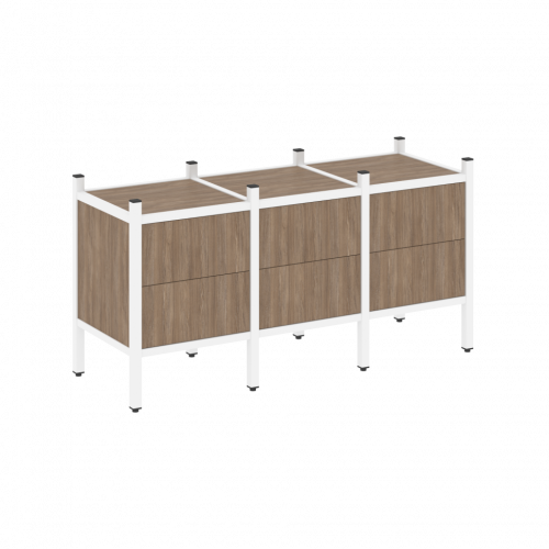 Loft Прямой стеллаж наборный VR.L-06 Дуб аризона/Белый металл 1278*446*636