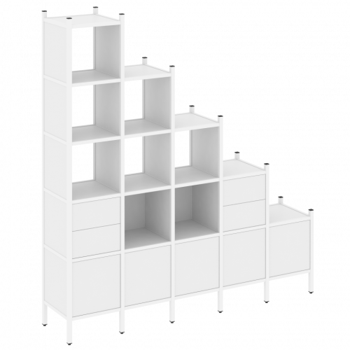 Loft Прямой стеллаж наборный VR.L-23 Белый бриллиант/Белый металл 2110*446*2280
