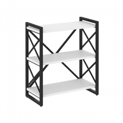 Loft Стеллаж на регулируемых опорах-3 полки VR.L-MST.O-3.8 Белый бриллиант/Чёрный металл 800*400*910