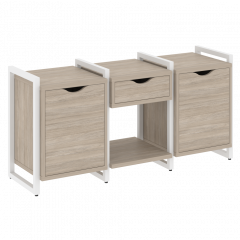 Loft Тумба на регулируемых опорах наборная. Вариант №7 VR.L-TN-7.O Дуб аттик/Белый металл 1440*460*719