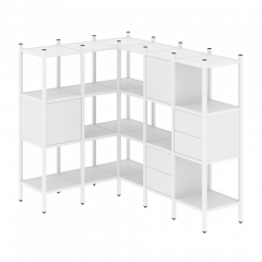 Loft Угловой внутренний стеллаж наборный VR.L-30 Белый бриллиант/Белый металл 1278*1278*1458