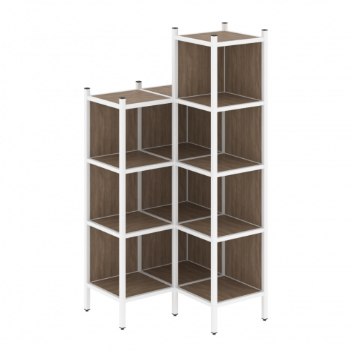 Loft Угловой внутренний стеллаж наборный VR.L-38 Дуб аризона/Белый металл 862*862*1869