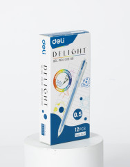 Набор ручек гелев. Deli Delight EG118-DB-P прозрачный т.син. черн. (12шт) линия 0.5мм