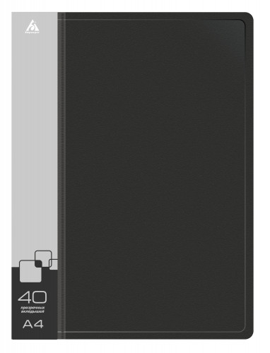 Папка с 40 прозр.вклад. Бюрократ -BPV40BLCK A4 пластик 0.65мм торц.карм с бум. встав черный