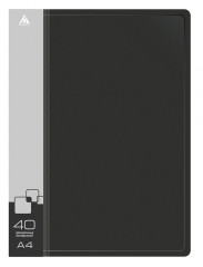 Папка с 40 прозр.вклад. Бюрократ -BPV40BLCK A4 пластик 0.65мм торц.карм с бум. встав черный