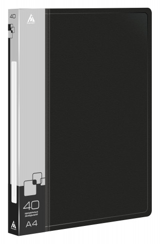 Папка с 40 прозр.вклад. Бюрократ -BPV40BLCK A4 пластик 0.65мм торц.карм с бум. встав черный