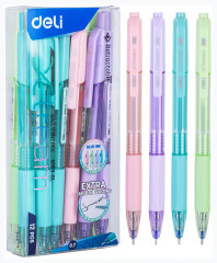 Набор ручек шариков. автоматическая Deli X-tream EQ199-BL-P d=0.7мм син. черн. (12шт) резин. манжета