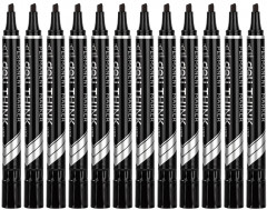 Набор маркеров перманентных Deli EU10120-P Think скошенный пиш. наконечник 1.5-5мм черный коробка картонная (12шт.)
