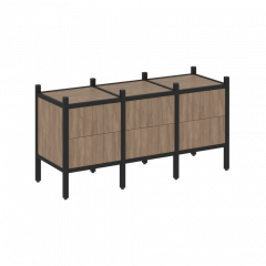 Loft Прямой стеллаж наборный VR.L-06 Дуб аризона/Чёрный металл 1278*446*636