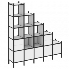 Loft Прямой стеллаж наборный VR.L-23 Белый бриллиант/Чёрный металл 2110*446*2280