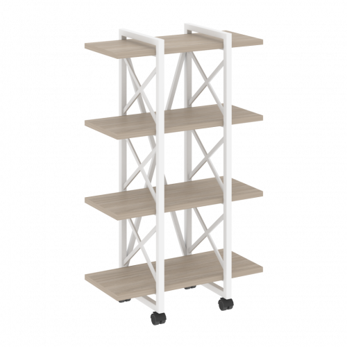 Loft Стеллаж на колесных опорах-4 полки VR.L-MST.K-4.4V Дуб аттик/Белый металл 800*400*1334