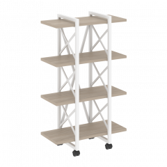 Loft Стеллаж на колесных опорах-4 полки VR.L-MST.K-4.4V Дуб аттик/Белый металл 800*400*1334