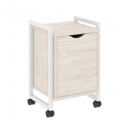 Loft Тумба на колесных опорах с распашным фасадом VR.L-T2.K Денвер светлый/Белый металл 500*460*767