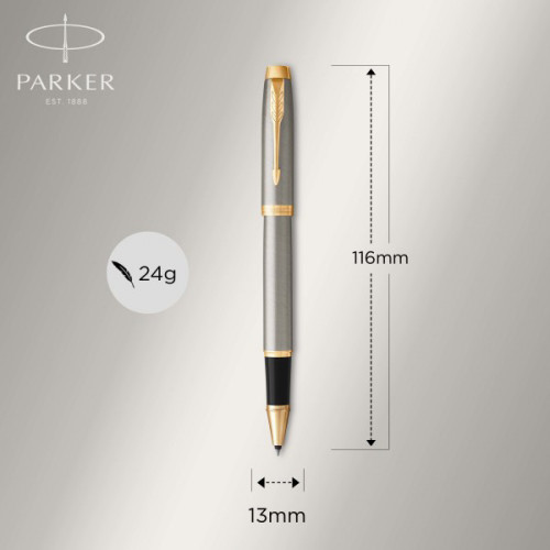 Ручка роллер Parker IM Core T321 (CW1931663) Brushed Metal GT F черн. черн. подар.кор.