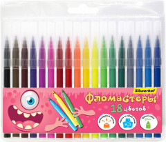 Фломастеры Silwerhof Монстрики 9мм 145мм круг. пулевидный пиш. наконечник Вентилируемый 18цв. пакет с европодвесом