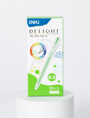 Набор ручек гелев. Deli Delight EG118-LG-P прозрачный сал. черн. (12шт) линия 0.5мм