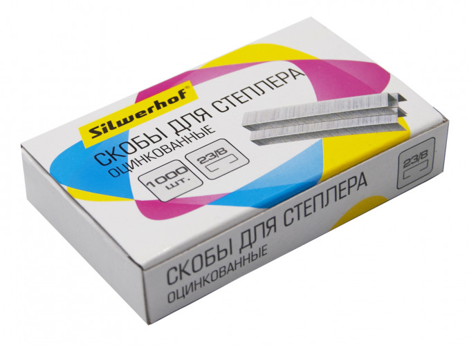Скобы для степлера 23/8 Silwerhof оцинкованные кор.карт. (упак.:1000шт.)