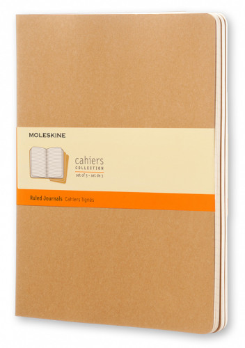 Блокнот Moleskine CAHIER JOURNAL QP421 XLarge 190х250мм обложка картон 120стр. линейка бежевый (3шт)