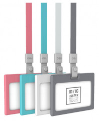 Бейдж для пропуска Deli 8336RED 89x54мм горизонтальный шнур:красный силикон красный