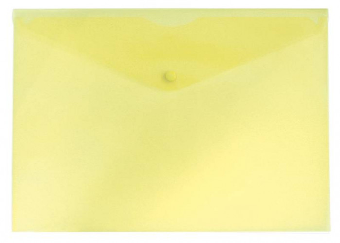 Конверт на кнопке Бюрократ -PK803AYEL A4 пластик 0.18мм желтый