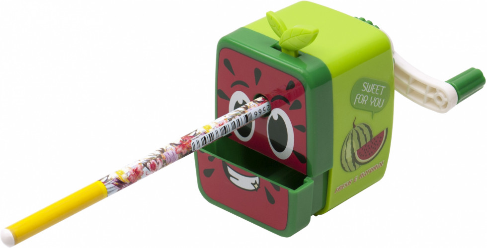 Точилка для карандашей механическая Silwerhof Vitamin A арбуз Монстрики 1 отверстие пластик ассорти коробка