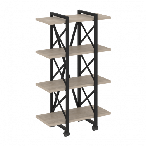 Loft Стеллаж на колесных опорах-4 полки VR.L-MST.K-4.4V Дуб аттик/Чёрный металл 800*400*1334