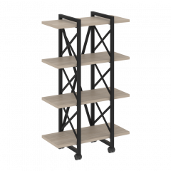 Loft Стеллаж на колесных опорах-4 полки VR.L-MST.K-4.4V Дуб аттик/Чёрный металл 800*400*1334