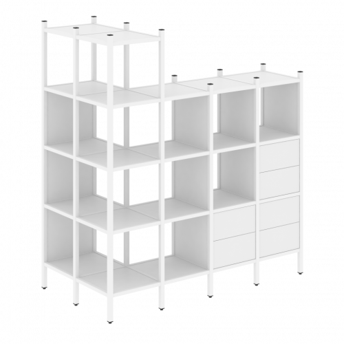 Loft Угловой внешний стеллаж наборный VR.L-57 Белый бриллиант/Белый металл 862*1694*1869