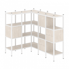 Loft Угловой внутренний стеллаж наборный VR.L-30 Денвер светлый/Белый металл 1278*1278*1458