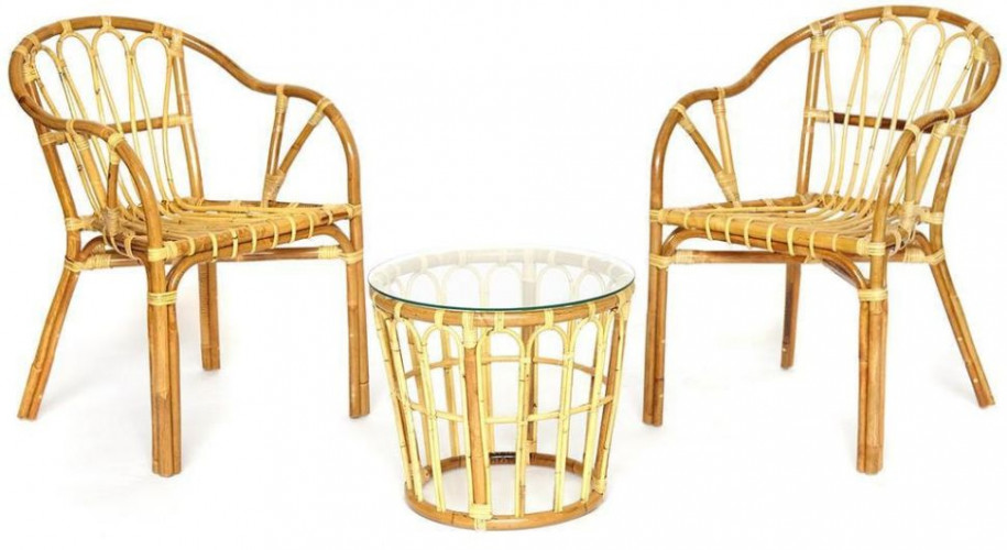 Комплект террасный AKIRA /без подушки/, skin rattan eco, 54х60х78см / D46х40см, Natural (натуральный)