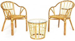 Комплект террасный AKIRA /без подушки/, skin rattan eco, 54х60х78см / D46х40см, Natural (натуральный)