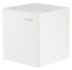 Подставка Deli ENS011WHITE Nusign 2отд. для письменных принадлежностей 84х84х86мм белый пластик