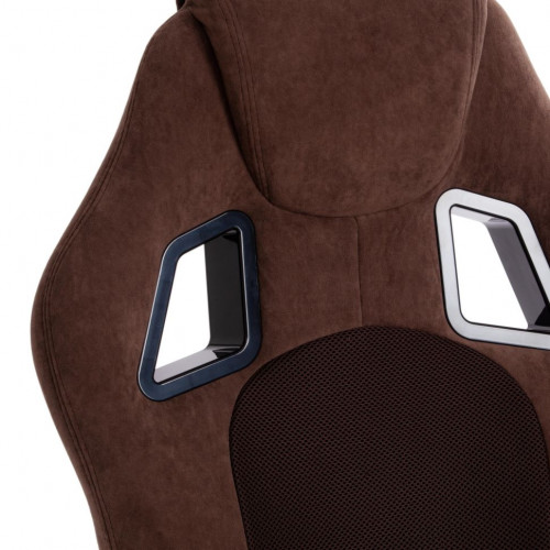 Кресло DRIVER, флок/ткань, коричневый, 6/24