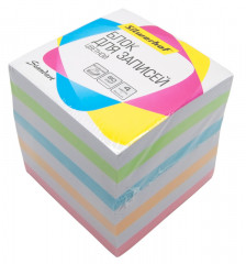 Блок для записей бумажный Silwerhof Стандарт 701030 90x90x90мм 80г/м2 ассорти 5цв.в упак.