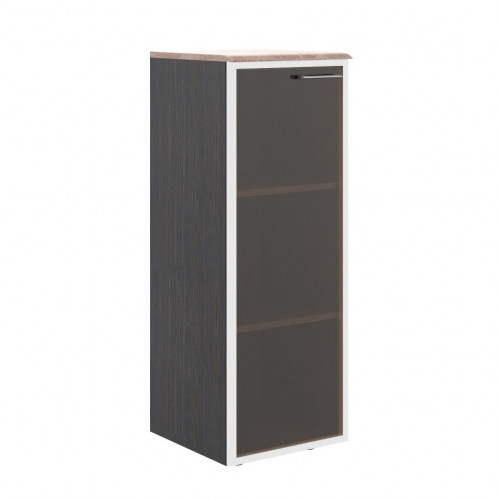 Шкаф колонка с стеклянной дверью в алюминиевой раме (L) и топом WMC 42.7(L) Дуб Сонома/Легно темный