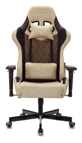 Кресло игровое Zombie VIKING 7 KNIGHT Fabric коричневый/бежевый ткань/эко.кожа с подголов. крестов. металл