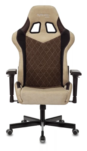 Кресло игровое Zombie VIKING 7 KNIGHT Fabric коричневый/бежевый ткань/эко.кожа с подголов. крестов. металл