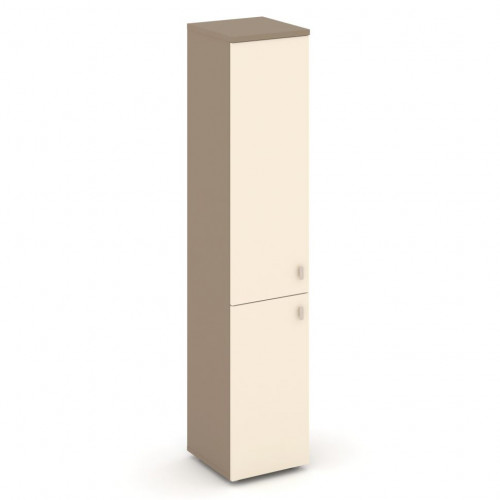 Estetica Шкаф высокий узкий левый (1 низкий фасад ЛДСП+1 средний фасад ЛДСП) ES.SU-1.3 (L) Латте/Сатин 400*420*1977