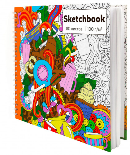 Альбом для зарисовок Silwerhof 80л. 195х195мм офсет твердый переплет гребень