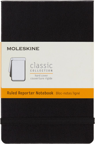Блокнот Moleskine REPORTER QP511 Pocket 90x140мм 192стр. линейка твердая обложка черный