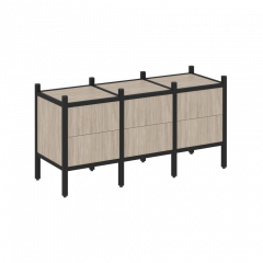 Loft Прямой стеллаж наборный VR.L-06 Дуб аттик/Чёрный металл 1278*446*636