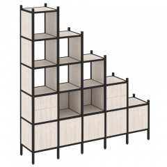 Loft Прямой стеллаж наборный VR.L-23 Денвер светлый/Чёрный металл 2110*446*2280