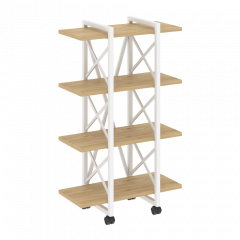 Loft Стеллаж на колесных опорах-4 полки VR.L-MST.K-4.4V Тиквуд светлый/Белый металл 800*400*1334