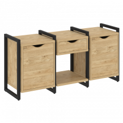 Loft Тумба на регулируемых опорах наборная. Вариант №7 VR.L-TN-7.O Тиквуд светлый/Чёрный металл 1440*460*719