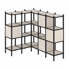 Loft Угловой внутренний стеллаж наборный VR.L-30 Денвер светлый/Чёрный металл 1278*1278*1458