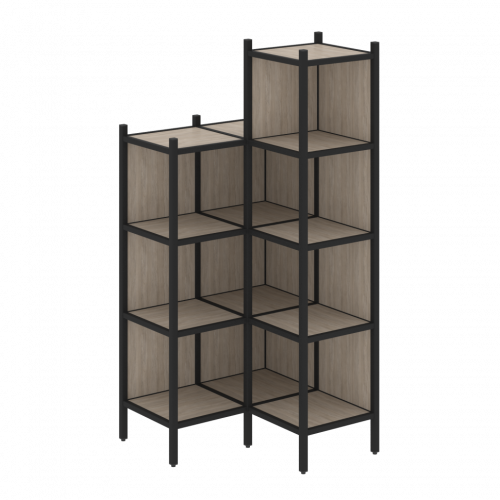 Loft Угловой внутренний стеллаж наборный VR.L-38 Дуб аттик/Чёрный металл 862*862*1869