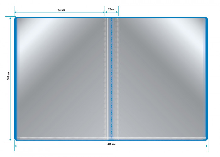 Папка с 40 прозр.вклад. Бюрократ -BPV40BLUE A4 пластик 0.65мм торц.карм с бум. встав синий