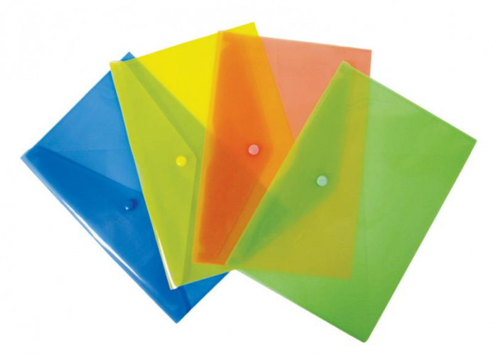 Конверт на кнопке Бюрократ -PK804A5YEL A5 пластик 0.18мм желтый